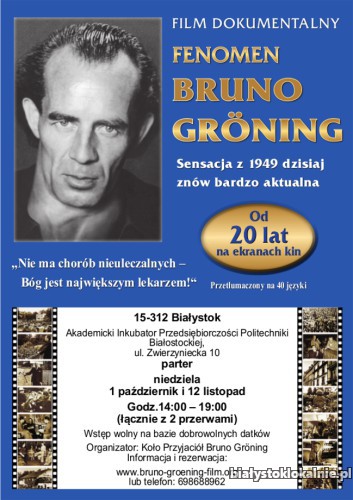 Białystok Fenomen Bruno Groening FILM pomoc nowotwór cukrzyca nałogi