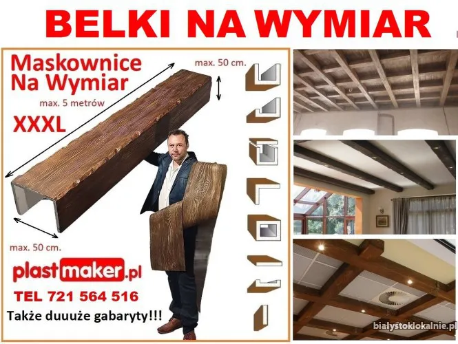 belki rustykalne sufitowe maskownice NA WYMIAR drewna fake wood